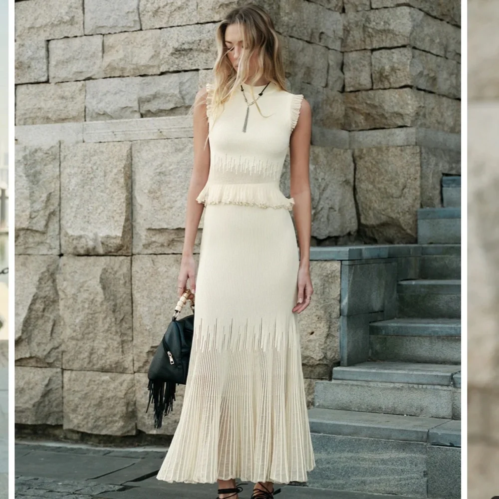 Light Blue Ribbed Knit Ruffle Set - Picture 3 of 8